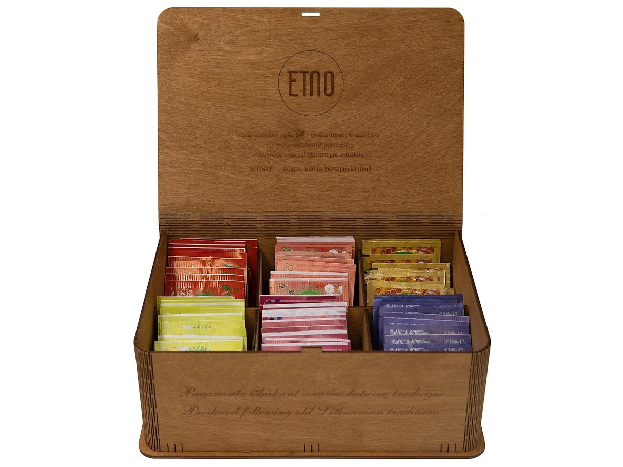 ETNO Natural Herbal Tea & Honey Collection in a Wooden Gift Box 185g