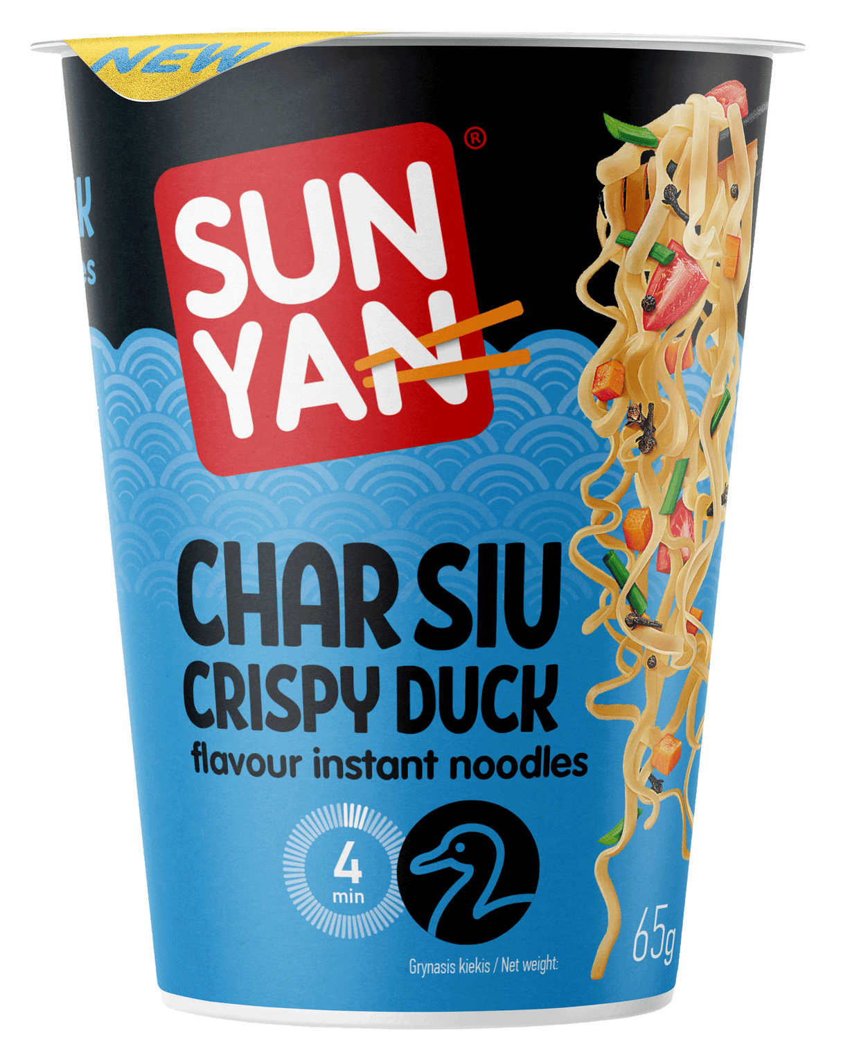 SUN YAN CHAR SIU Crispy Duck Flavor Instant Noodles 12 x 65g