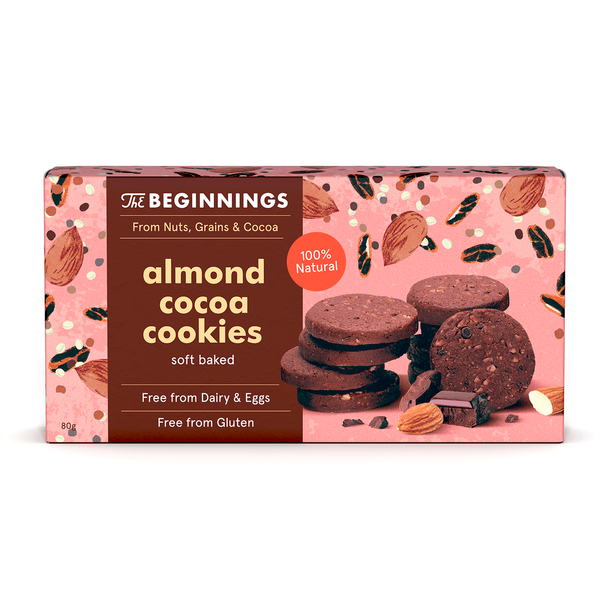 THE BEGINNINGS Soft Baked Almond Cocoa Cookies 100% Natural 80g