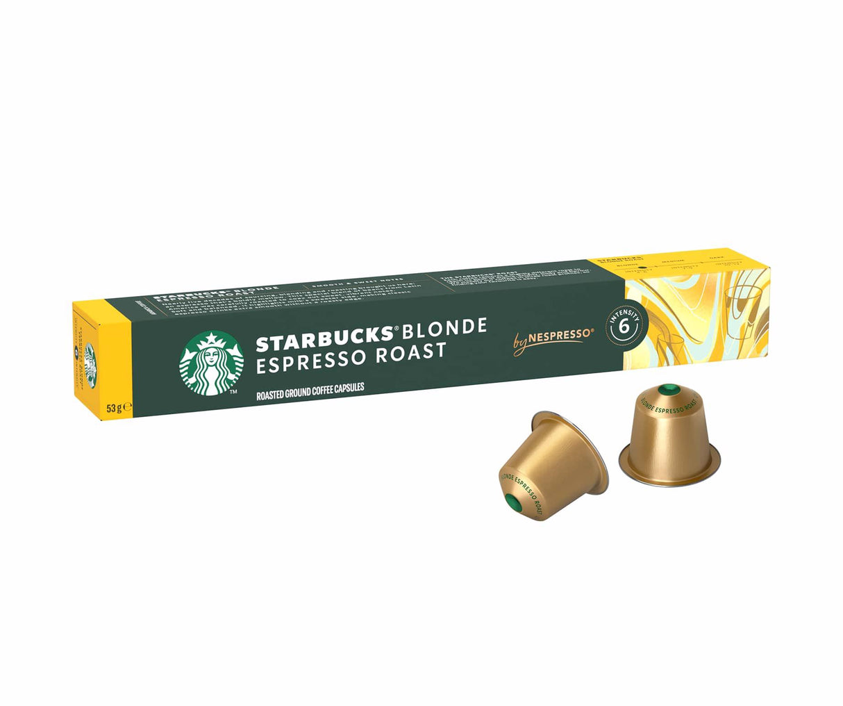 STARBUCKS BLONDE ESPRESSO ROAST Roasted Ground Coffee Capsules by NESPRESSO 53g