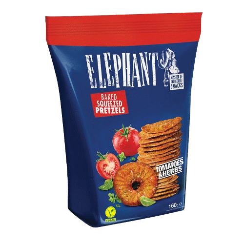 ELEPHANT Baked Squeezed Pretzels Tomato & Herbs Flavor Snacks 70g 2.46oz