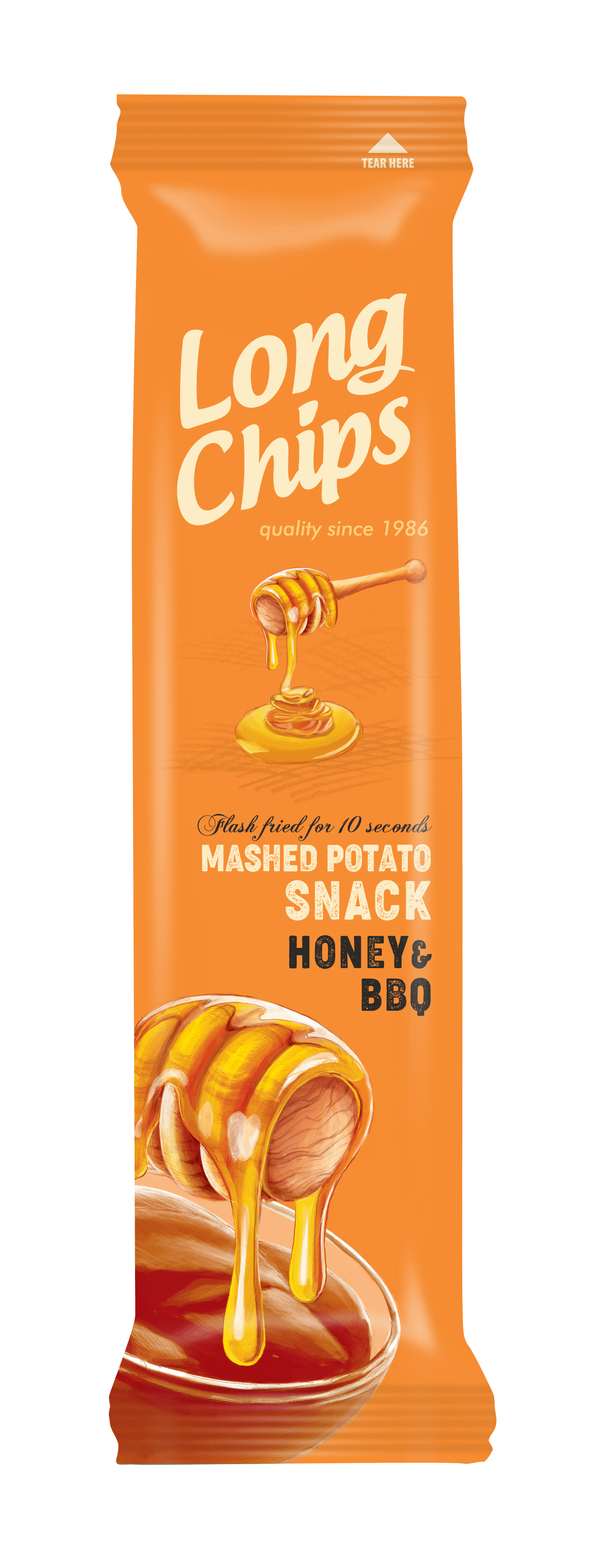 LONG CHIPS HONEY & BBQ Flavor Mashed Potato Snack 75g 2.65oz