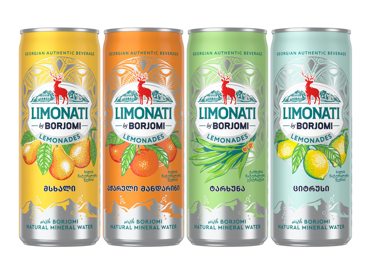 LIMONATI by BORJOMI BUNDLE Lemonade with Natural Mineral Water 4 x 330ml