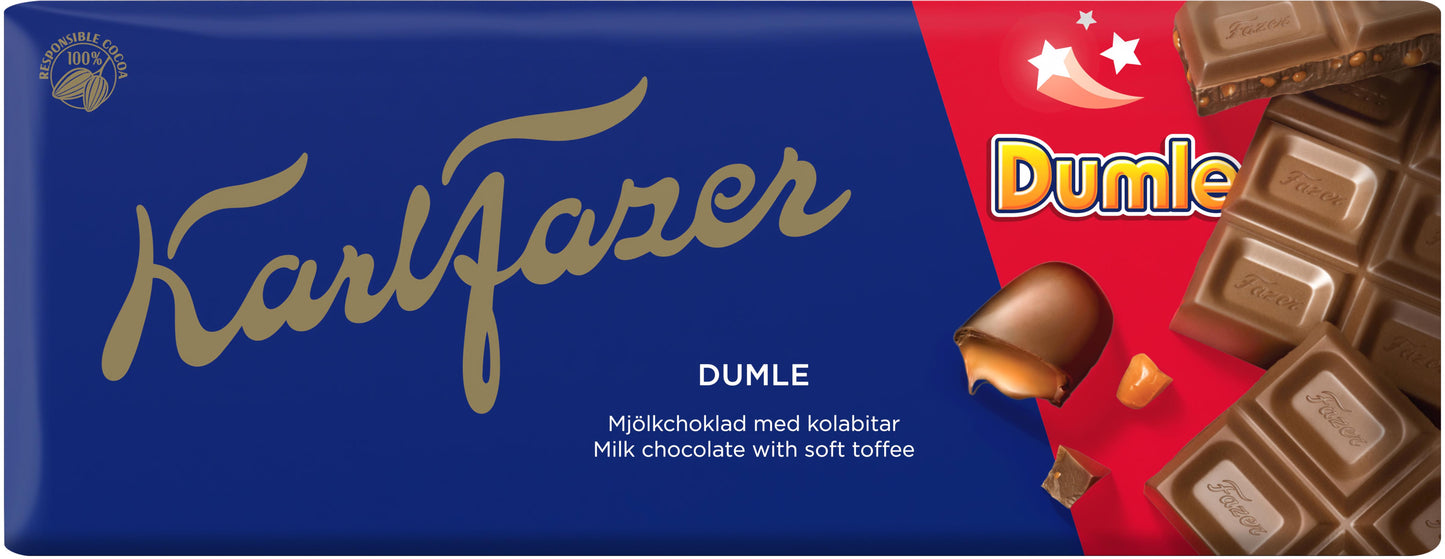 KARL FAZER Milk Chocolate Bar with Soft Dumle Toffee 180g 6.3oz