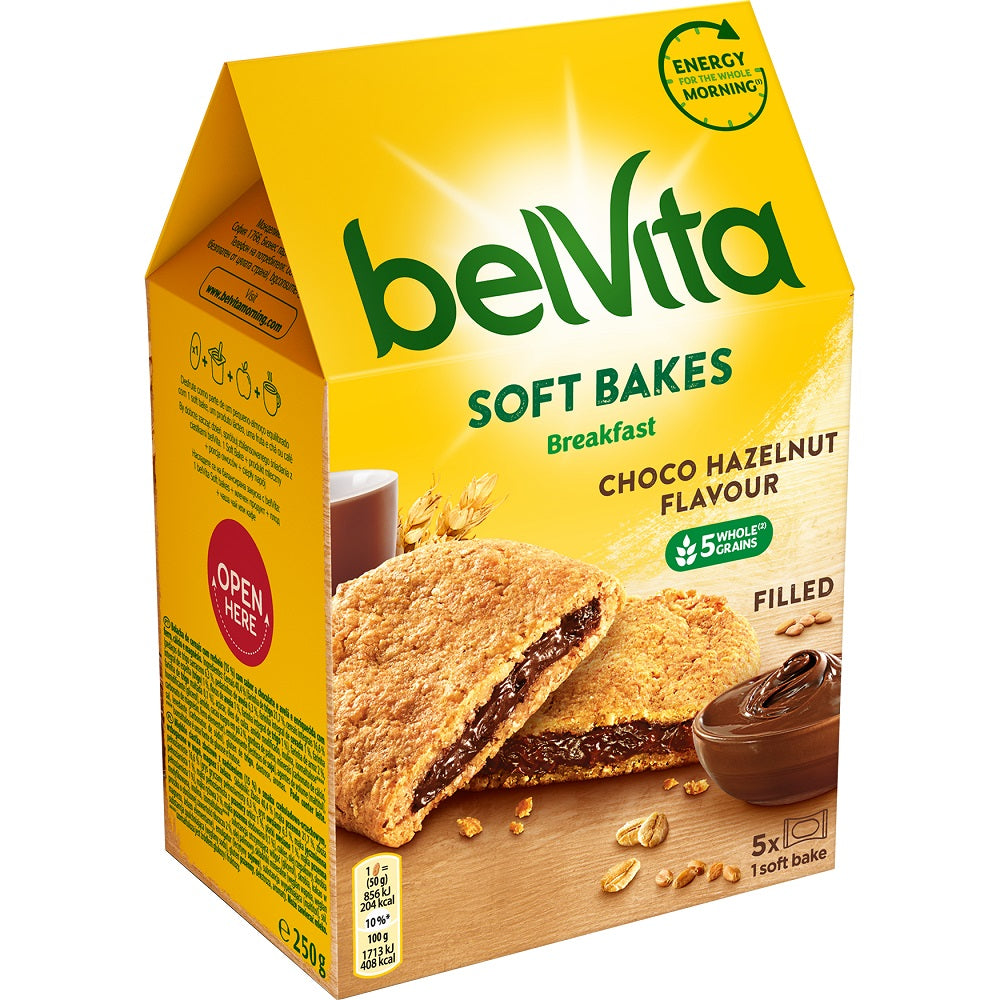 BELVITA Soft Bakes Choco Hazelnut Flavor Wholegrain Breakfast Cookies 250g