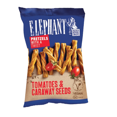 ELEPHANT Twisted Pretzels Tomato & Caraway Seeds Flavor Snacks 70g 2.46oz