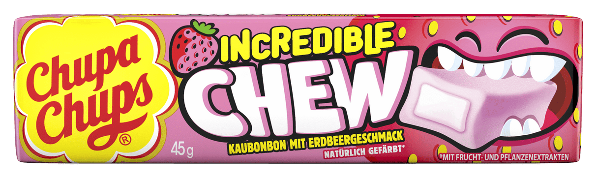 CHUPA CHUPS Incredible Chew Strawberry Flavor Chewy Candies 45g