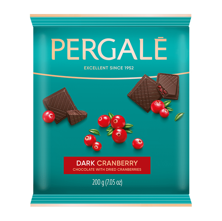 PERGALE Dark Chocolate Bar with Dried Cranberries 200g