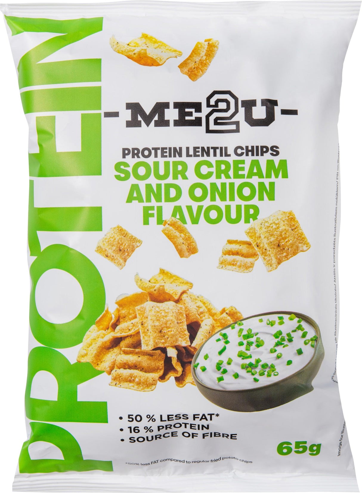 ME2U Protein Lentil Chips Sour Cream & Onion Flavor 65g
