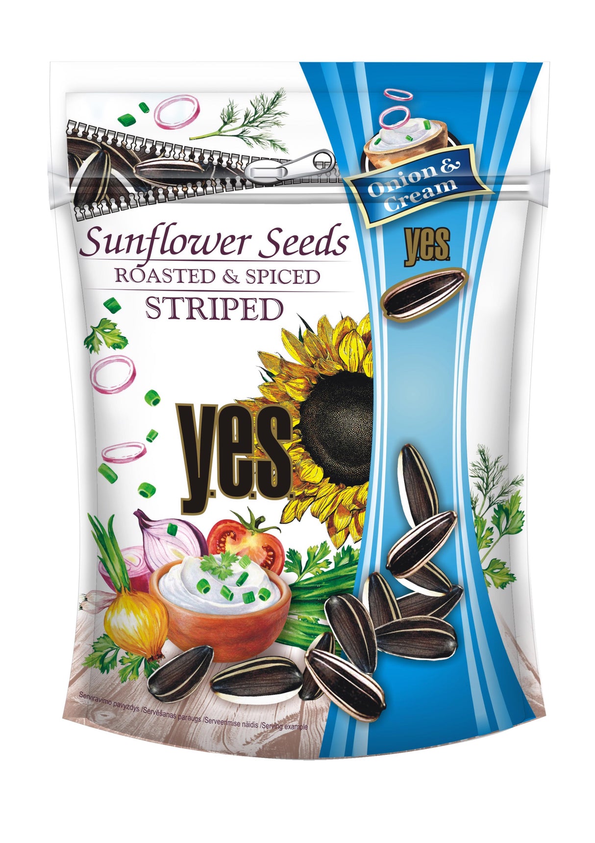 YES CREAM & ONION Flavor Roasted & Spiced Striped Sunflower Seeds 150g