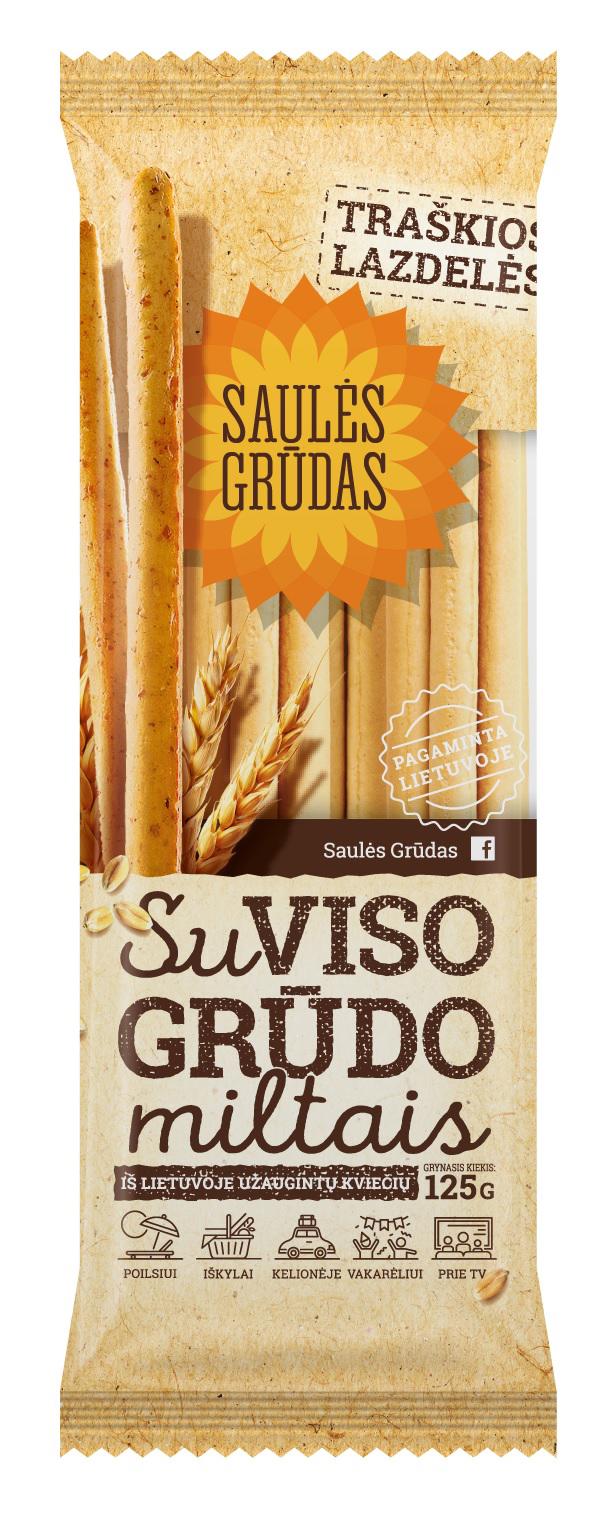 SAULES GRUDAS Crackers Crunchy Wholegrain Bread Sticks 125g