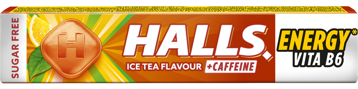 HALLS ENERGY ICE TEA Flavor + Caffeine Sugar Free Pastilles 33.5g