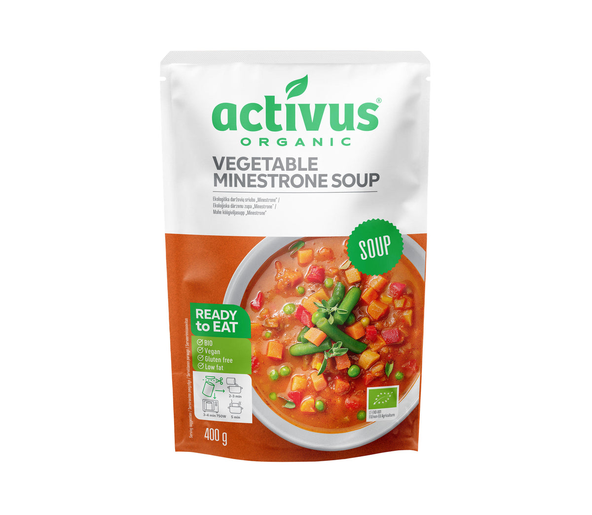 ACTIVUS ORGANIC Instant Vegetable Minestrone Soup 400g