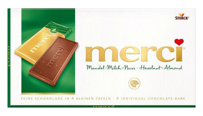 MERCI Milk Chocolate Bar with Almonds & Hazelnuts 100g