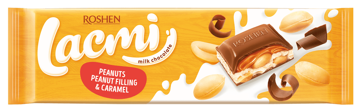 ROSHEN LACMI Milk Chocolate Bar with Peanut & Caramel Filling 295g