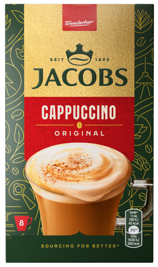 JACOBS CAPPUCCINO Instant Coffee Drink Sticks Box 92.8g 3.2oz