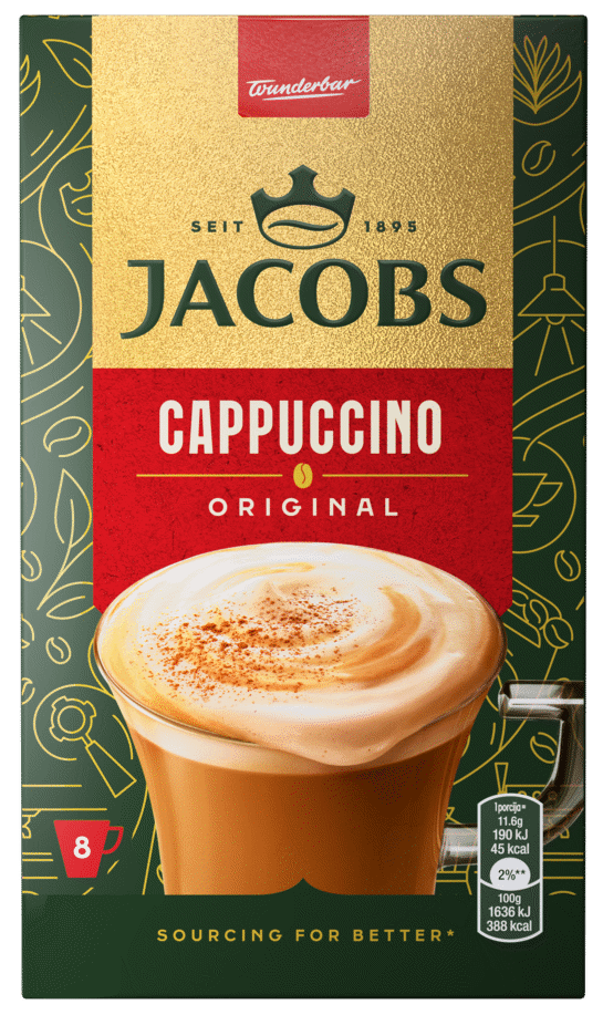 JACOBS CAPPUCCINO Instant Coffee Sticks Box 92.8g 3.2oz