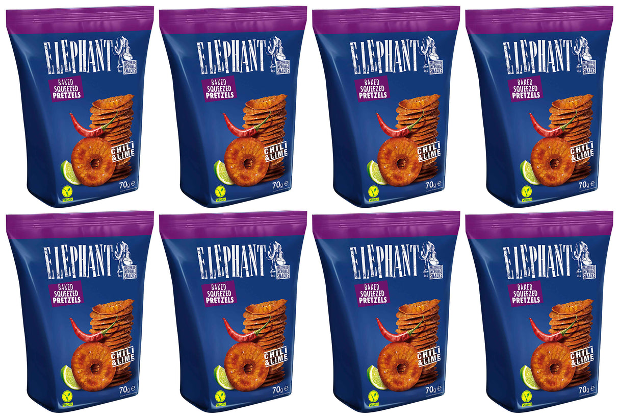 ELEPHANT Chili & Lime Flavor Pretzels 8 x 70g