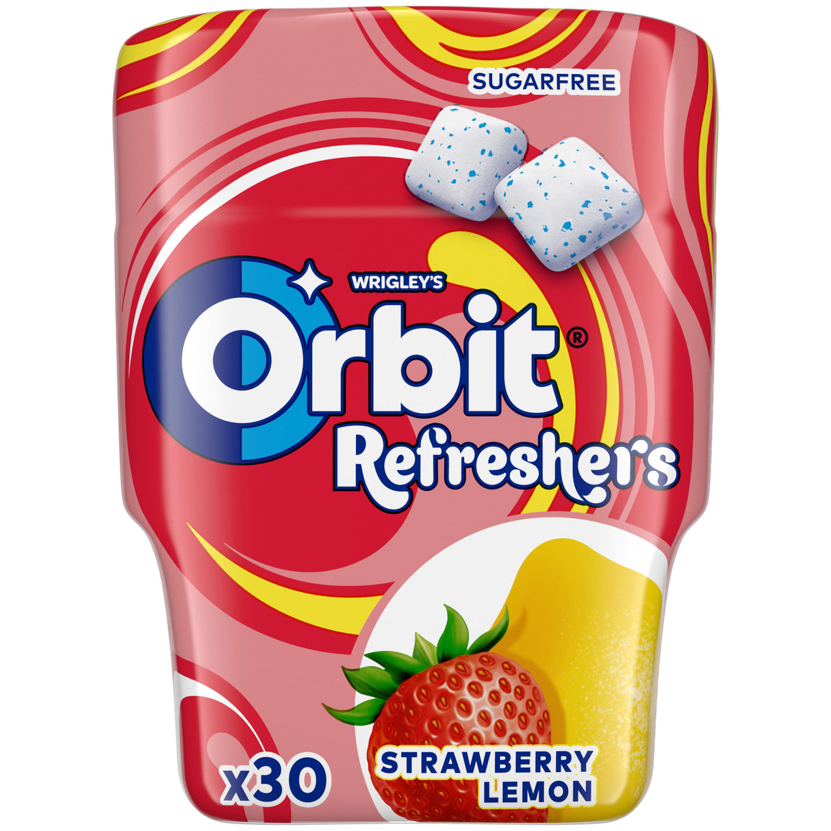 WRIGLEY'S ORBIT Refreshers Strawberry & Lemon Flavor Tub Sugarfree Chewing Gum 67g