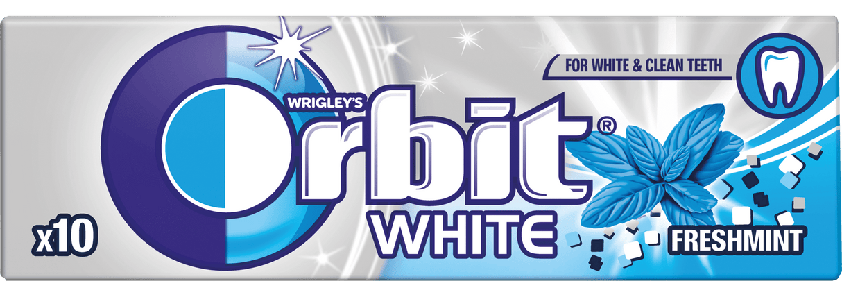 WRIGLEY'S ORBIT WHITE FRESHMINT Flavor Sugarfree Chewing Gum 14g