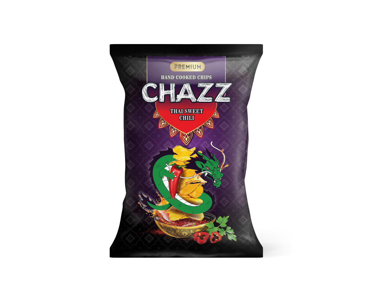 CHAZZ THAI SWEET CHILI Flavor Hand Cooked Potato Chips 90g 3.1oz