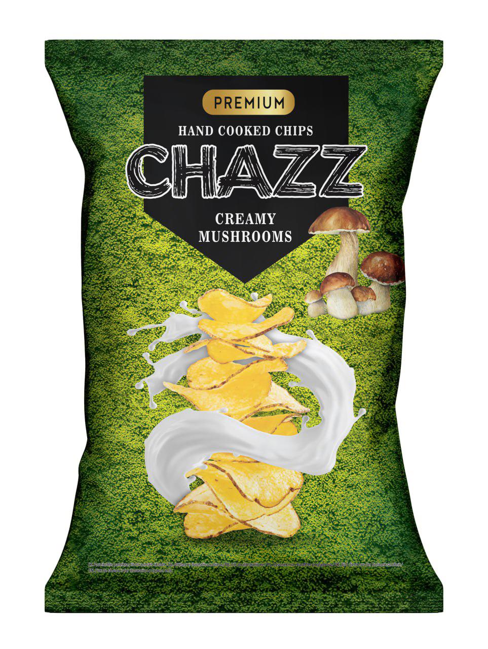 CHAZZ CREAMY MUSHROOMS Flavor Hand Cooked Potato Chips 90g 3.1oz