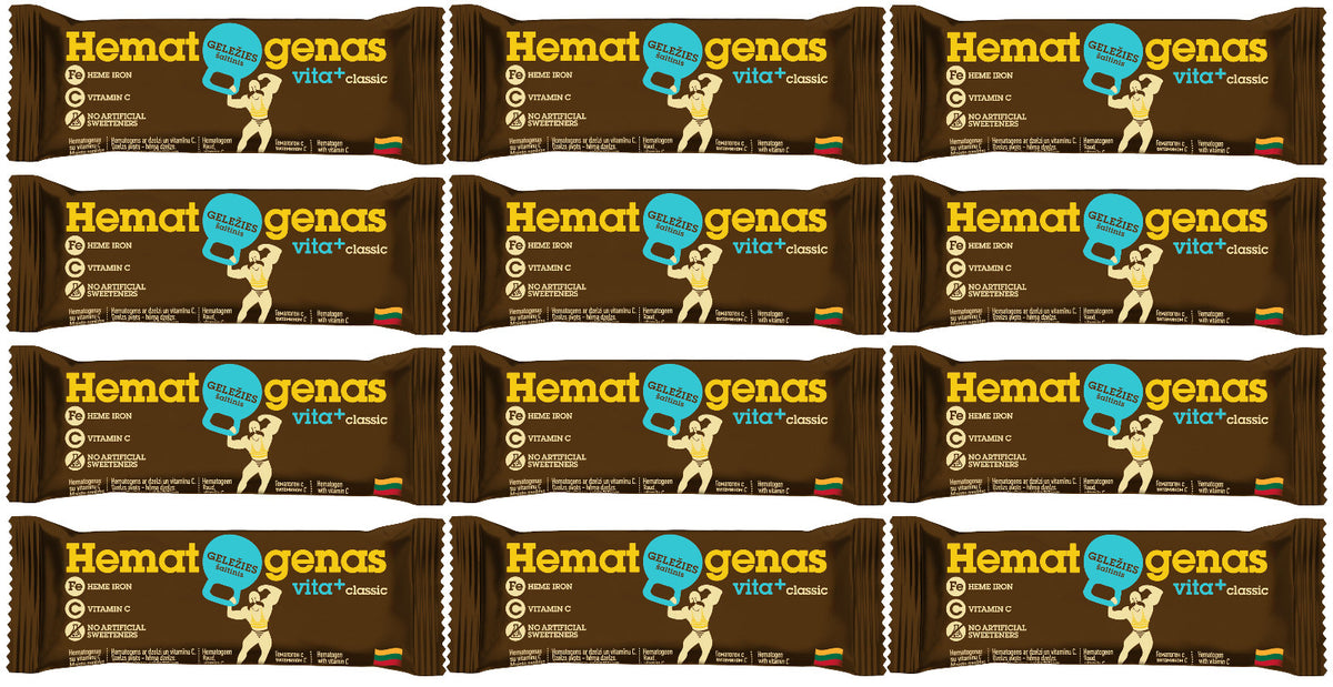 HEMATOGEN VITA+ Classic Source of Heme Iron Vitamin C Energy Bar 12 x 50g