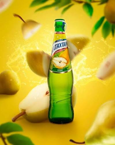 NATAKHTARI PEAR Flavor Georgian Sparkling Drink Lemonade Glass Bottle 500ml