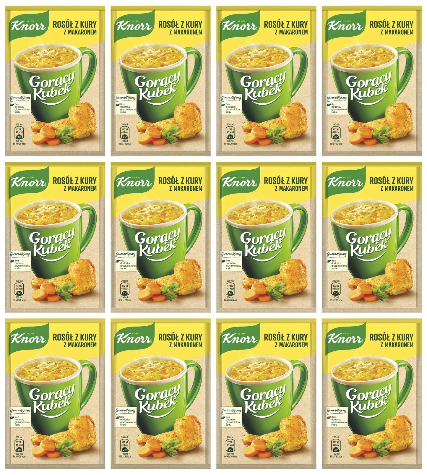 12 KNORR Instant Soup Sachets Chicken With Noodles Flavor 12g 0.42oz