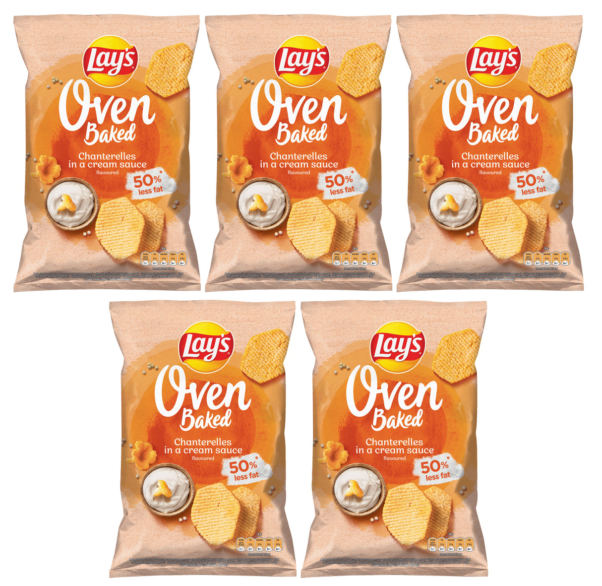 LAYS Oven Baked Chanterelles & Cream Flavor Potato Chips 5 x 110g 3.88oz