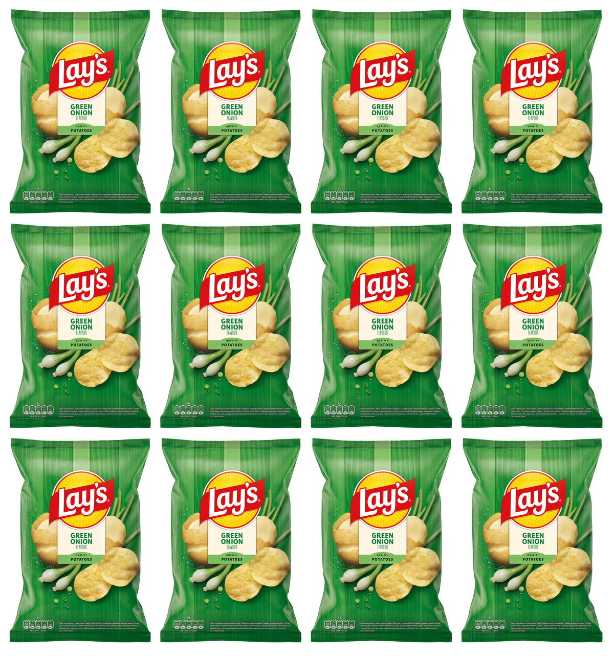 LAYS GREEN ONION Flavor Potato Chips 12 x 130g 4.6oz
