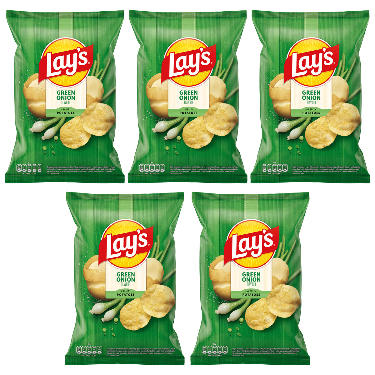 LAYS GREEN ONION Flavor Potato Chips 5 x 130g 4.6oz