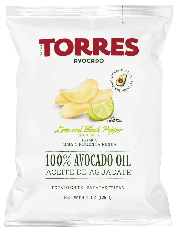 TORRES Lime & Black Pepper Flavor 100% Avocado Oil Potato Chips 125g
