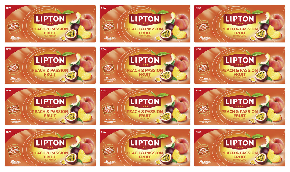 LIPTON PEACH & PASSION FRUIT Falvor Fruit Tea 12 x 40g
