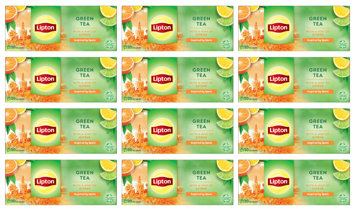 LIPTON CITRUS Lemon, Lime & Orange Flavored Green Tea Boxes 12 x 26g