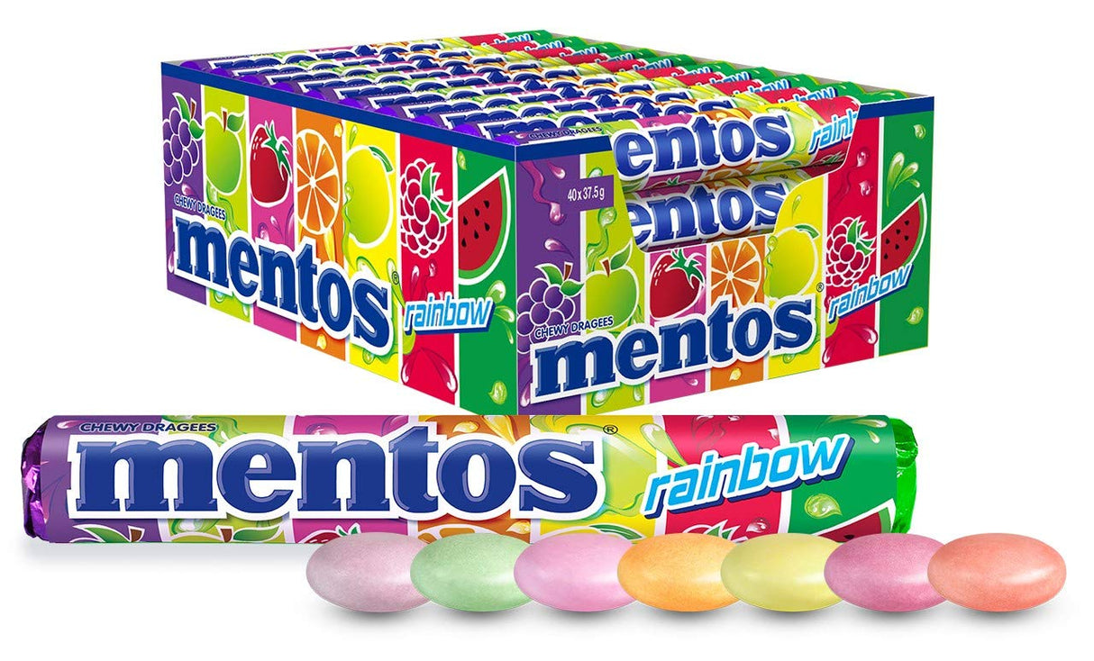 MENTOS RAINBOW Rolls Fruit Flavor Chewy Dragee Candy 40 x 37.5g