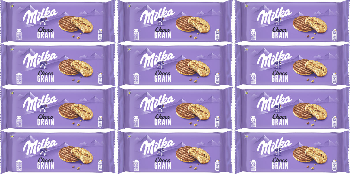 12 MILKA CHOCO GRAIN Wholegrain Cookies with Alpine Milk Chocolate 126g 4.5oz