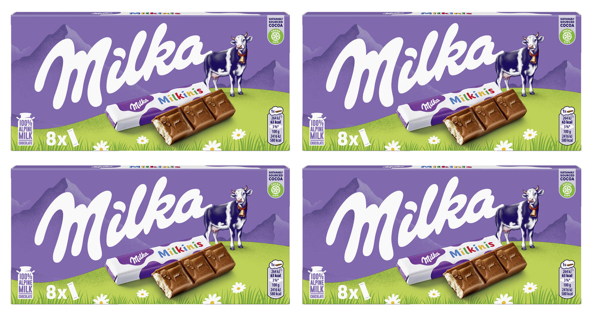 MILKA MILKINIS Cream Filled Alpine Milk Chocolate Bars 4 x 87.5g