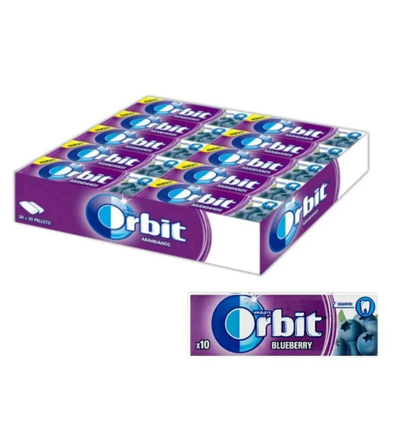 WRIGLEY'S ORBIT BLUEBERRY Flavor Sugarfree Chewing Gum 14g (pack of 30)