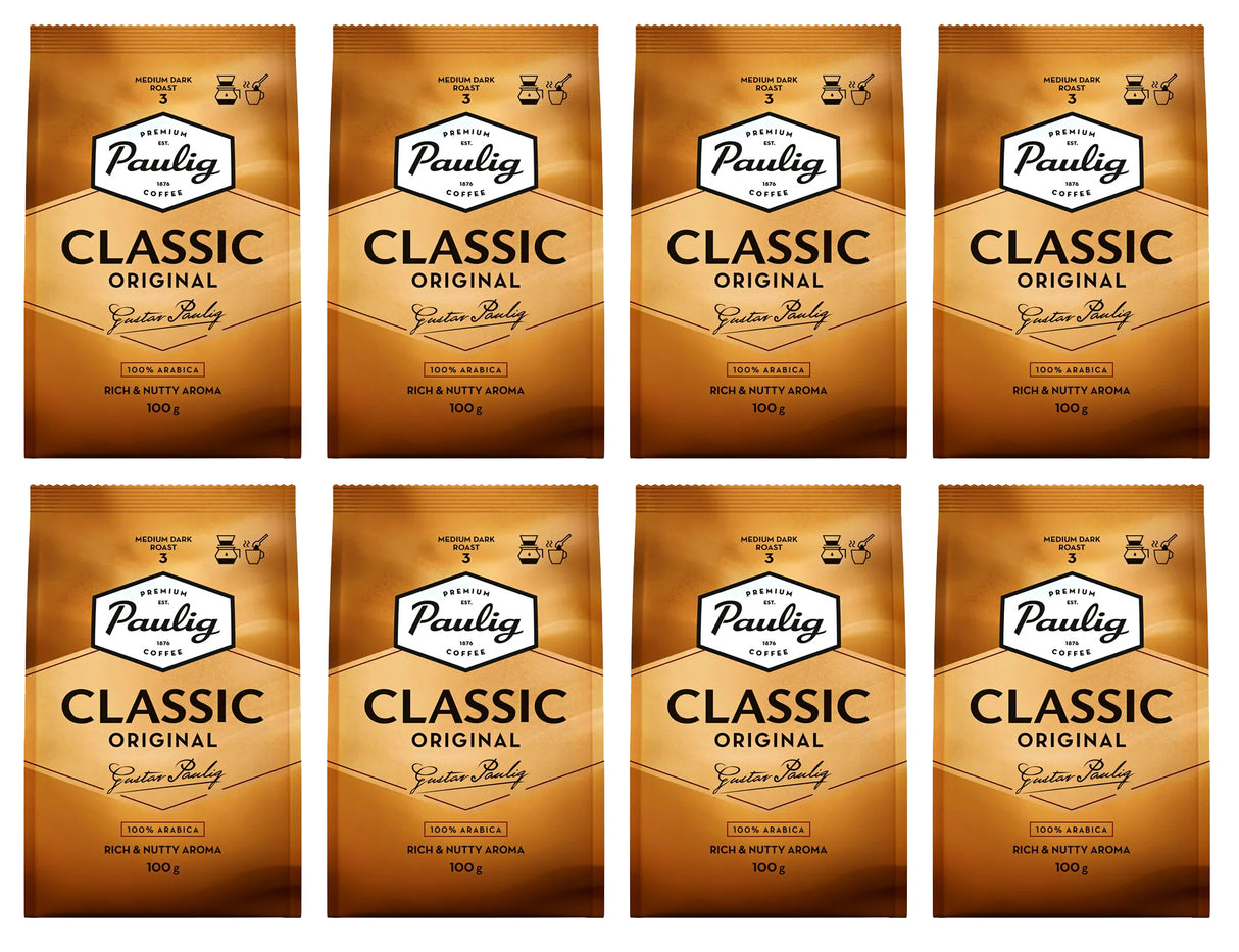 PAULIG Classic Ground Coffee 100% Arabica 8 x 100g 3.5oz