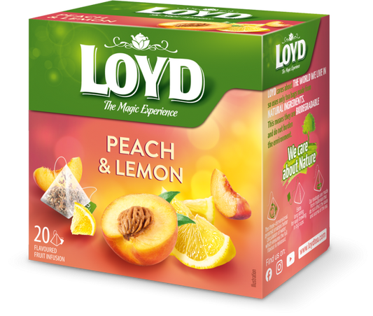 LOYD PEACH & LEMON Flavor Fruit Tea Pyramid Teabags 40g 1.41oz
