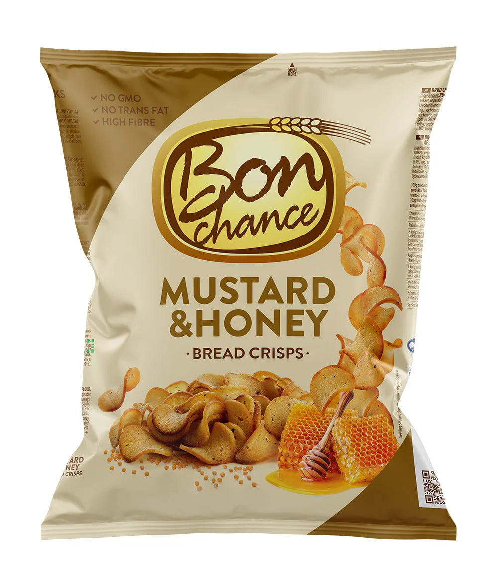 BON CHANCE MUSTARD & HONEY Flavor Baked Bread Crisps Snacks 120g 4.2oz