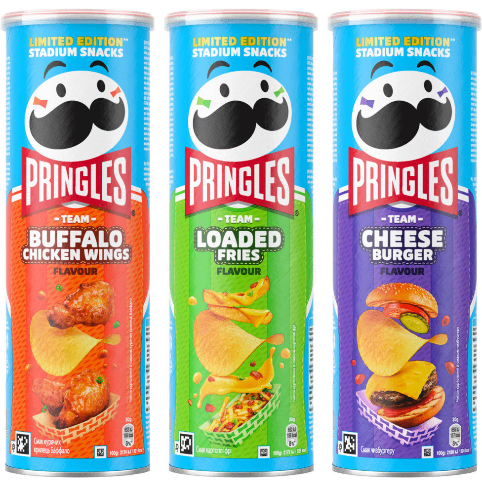 PRINGLES -TEAM- Stadium Snacks Limited Edition Potato Chips Bundle 3 x 165g