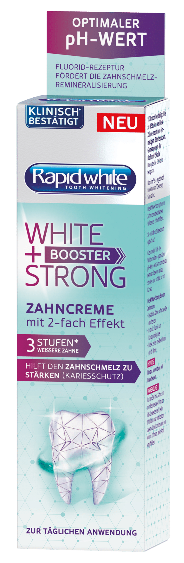 RAPID WHITE WHITE + STRONG BOOSTER Instant 3 Shades Whitening Toothpaste 75ml