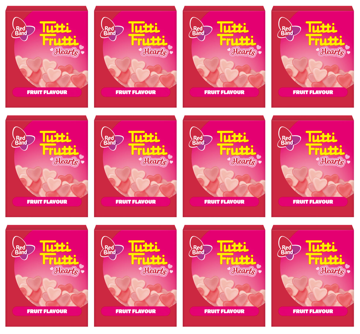 RED BAND TUTTI FRUTTI HEARTS Fruit Flavor Gummi Candies 12 x 15g