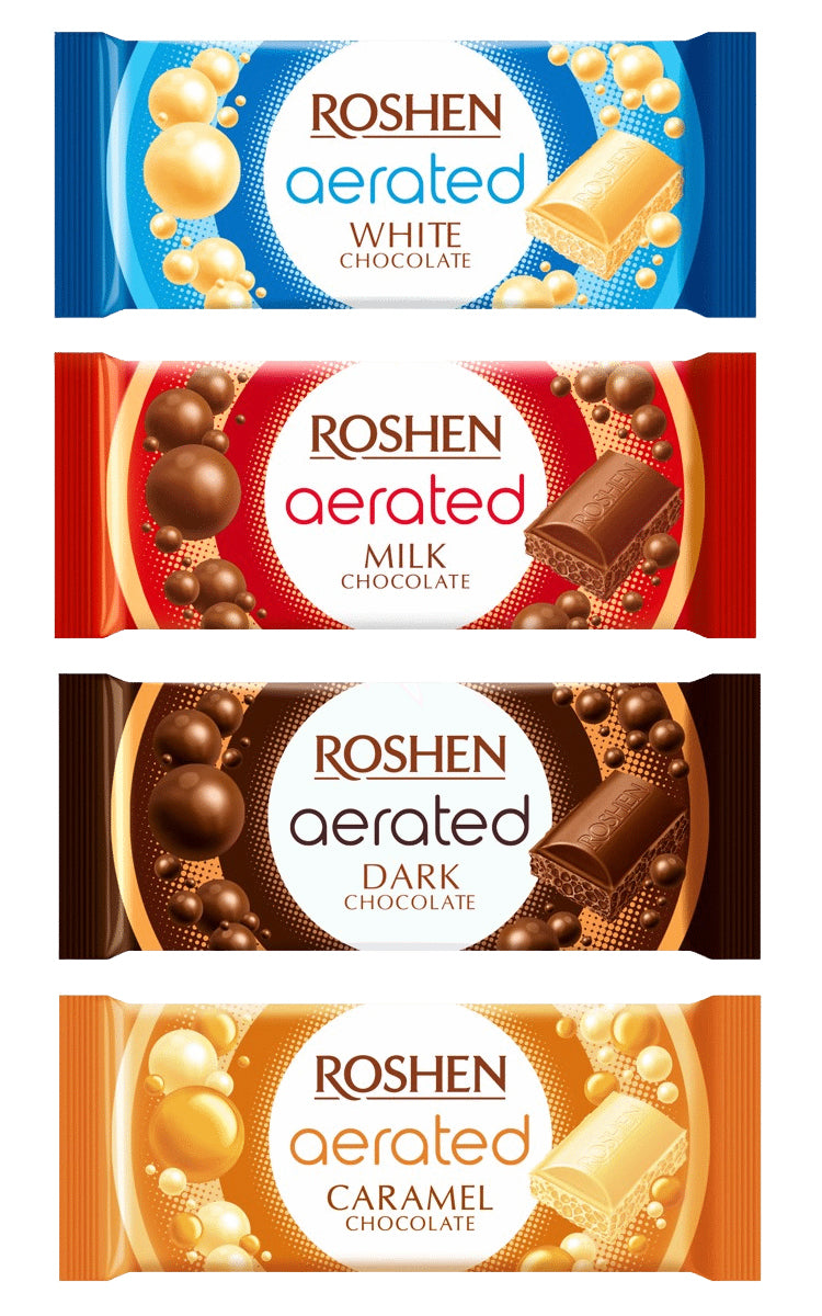 ROSHEN AERATED Chocolate Bars Bundle 4 x 80g 2.8oz