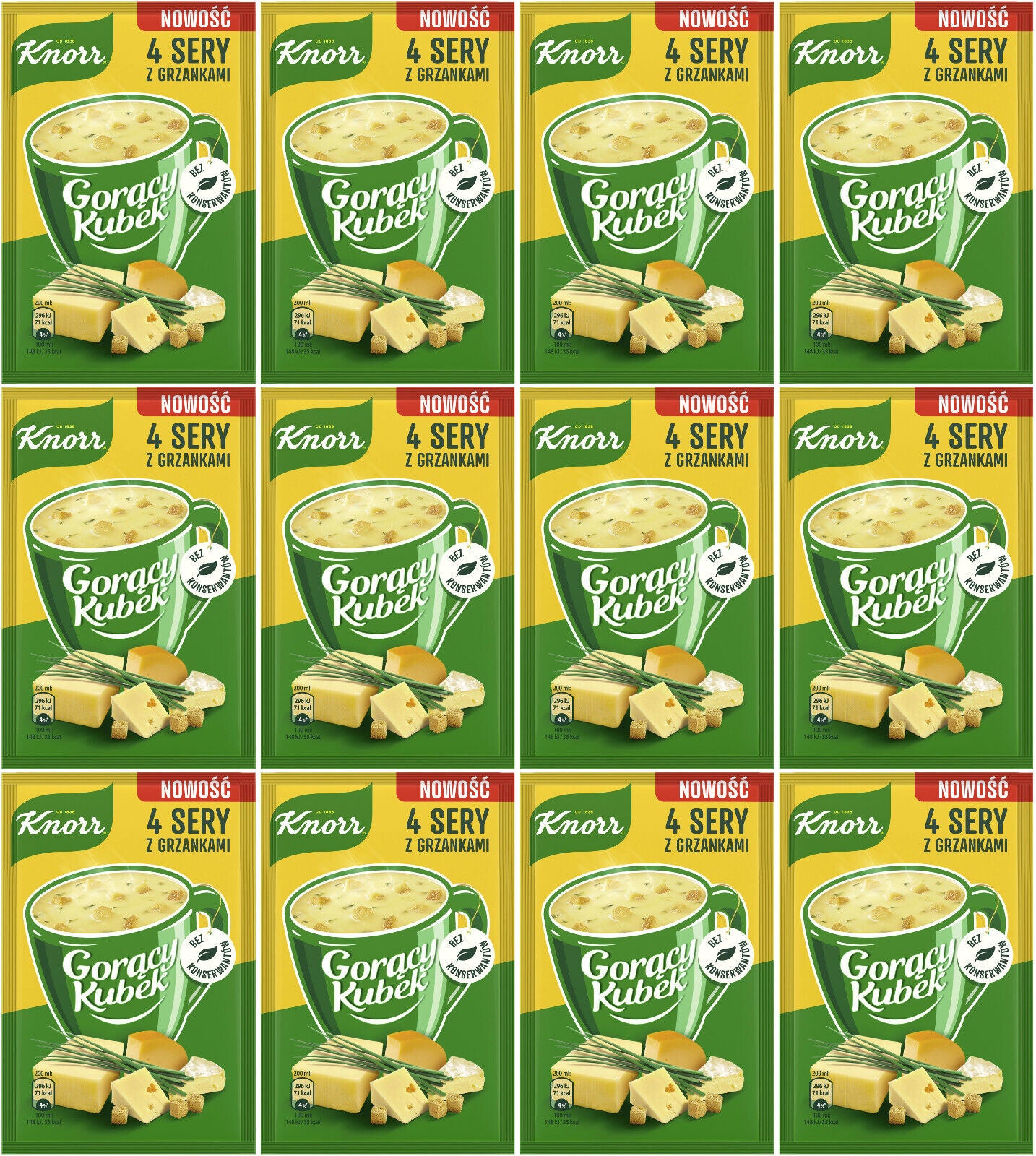 12 x KNORR Cheese Cream Soup With Croutons Instant Snack Cup a Soup