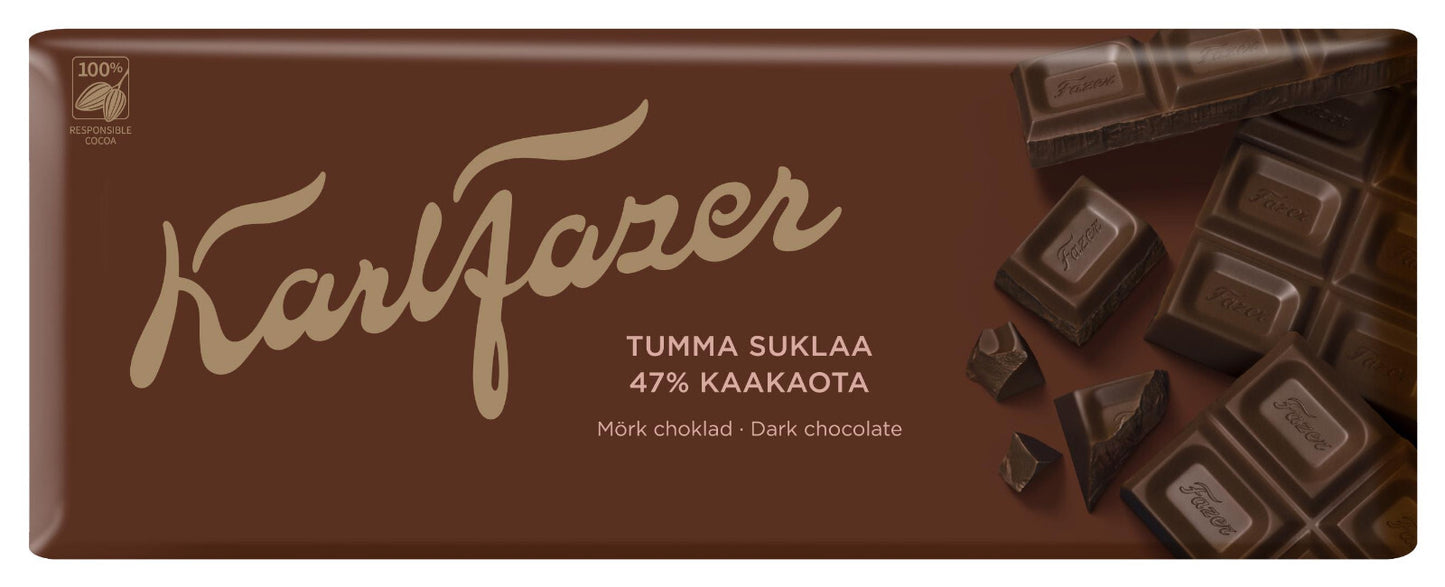 KARL FAZER Dark Chocolate Bar 47% Cocoa 200g 7oz