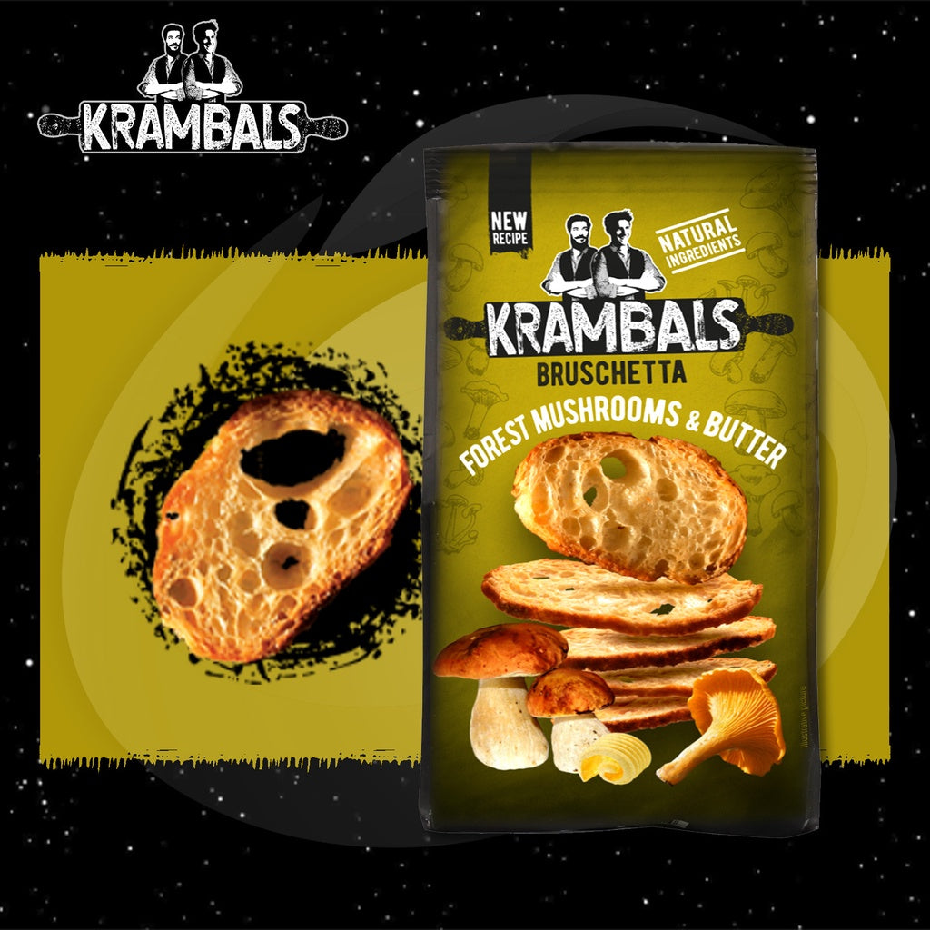KRAMBALS BRUSCHETTA Forest Mushroom & Butter Flavor Baked Bread Snacks 70g
