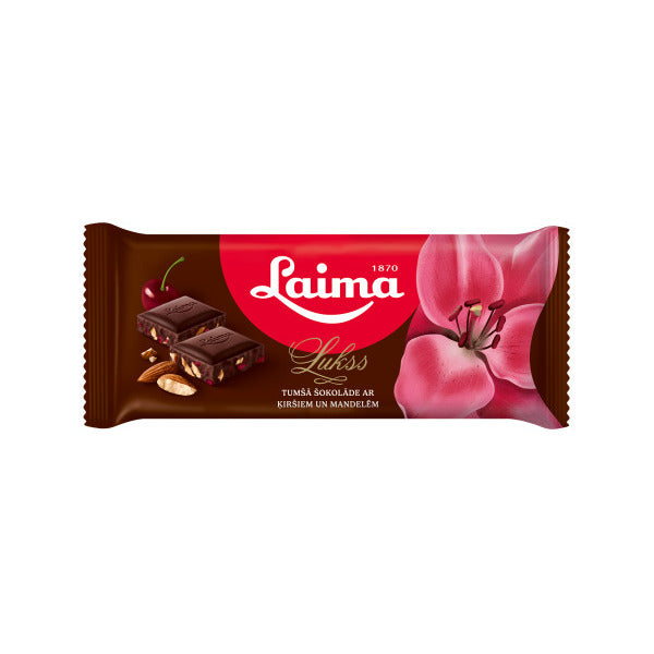 LAIMA LUKSS Dark Chocolate Bar with Cherries & Almonds 90g